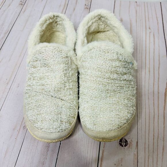 TOMS India Slippers White Metallic Boucle - Picture 1 of 9